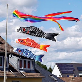 JANLOFO Koinobori Streamers 59.1 inches (150 cm) Carp Streamers Outdoor Set of 5 Children's Day Festival Decorations, Carp Lanterns, Veranda, First Festival, Boys, Garden, May 5, Celebration