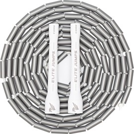 Elite Jumps Adult Core Beaded Jump Rope For Fitness - Workout Jump Rope - Beaded Fitness Skip Rope for Exercise Unbreakable 5" Handles - Designed for Beginners or Pros