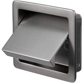 Gedotec Raso Recessed Handle for Kitchen Furniture Doors, Sliding Door Handle with Flap for Kitchen - Nickel-Plated Metal Flush Pull for Cupboards and Drawers - 1 Piece - Designer Furniture Handle, Square, with Screws