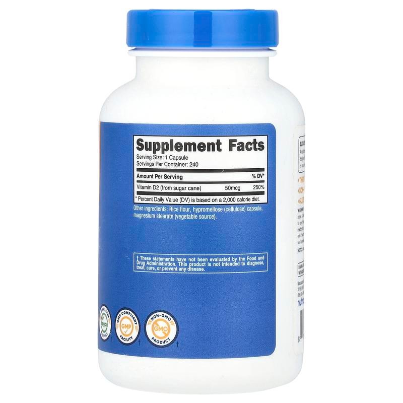 Nutricost Vitamin D2, 50 mcg (2,000 IU), 240 Capsules