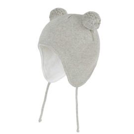 LANGZHEN Cute Pom Pom Babys Winter Hat Infant Earflap Knit Warm Cap for Boys Girls Toddler Kids Fleece Lined Beanie (Grey, S(44-46CM/17.32"-18.11"))