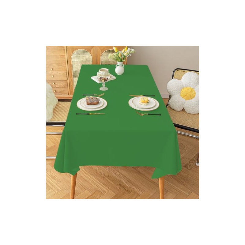 RCFFDL Green Plastic Tablecloth (2 Pack), 54 x 108 inch
