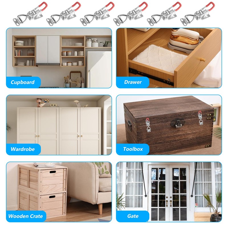 6 Pcs Toggle Clamp Latch, Metal Toggle Latch, Adjustable Toggle