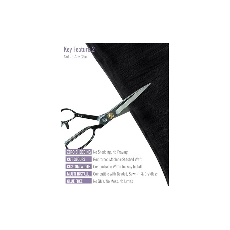 Fshine Genie Extensiones Pelo Natural Cortina Extra Largo 60cm Negro