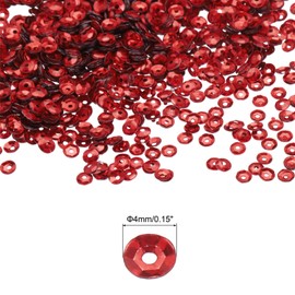 MECCANIXITY Loose Sequins 4MM Laser Sequins 3000Pcs Cup Sequins Embroidery Sequins for Jewelry Making Crafts Sewing,Red