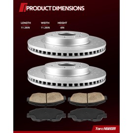 Rear Brake Kit, Precision Balance Brake Rotors Ceramic Brake Pads for 2012-2018 Ford Focus 2.0L, 2013-2018 Ford Focus 2.0T, 2018 Ford Focus 1.0T, 2013 Ford Focus,54182 D1095
