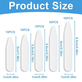 SGERUFZ Set of 50 Collar Stays for Men's Shirts, Shirt Collar Insert, Collar Reinforcer Made of Chopsticks for a Perfect Fit of the Shirt Collar (Available in 5 Sizes)