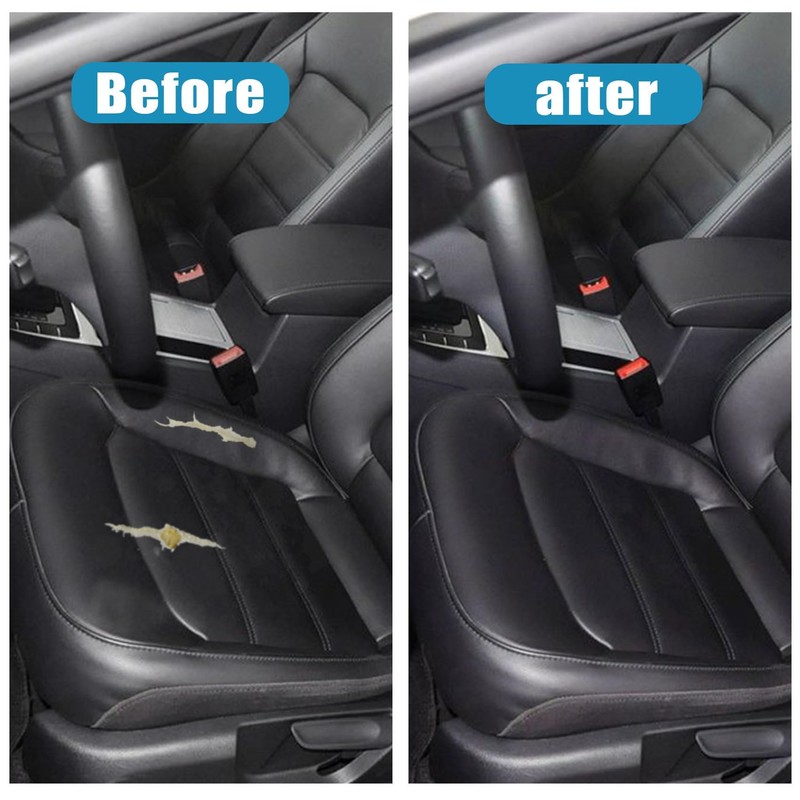 Priprilod Black Leather Driver & Passenger Side Bottom Replacement Seat