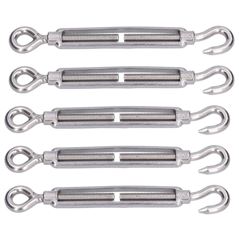 5Pcs Turnbuckle Hook and Eye Wire Rope Tension 304 Stainless