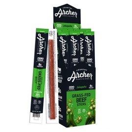 Jalapeño Beef Sticks by Country Archer | 100% Grass-fed Beef | Antibiotic Free | Gluten Free | 18 Count