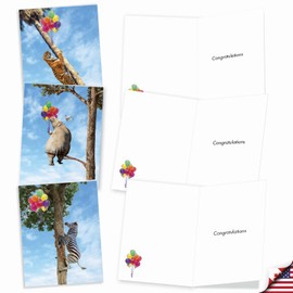 The Best Card Company 20 Assorted Congratulations Notecards Box Set 4 x 5.12 Inch with Envelopes (10 Designs, 2 Each) Tree Animals AM10323CGG-B2x10