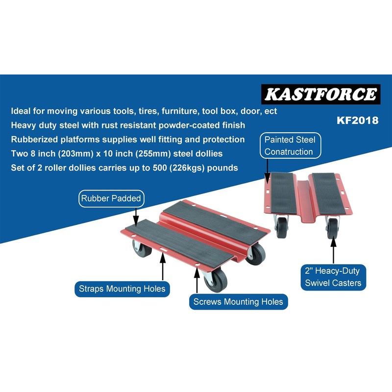 KASTFORCE Utility Dolly Kit of Pair 8 inch x 10