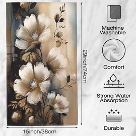 SAYOUZ Abstract Golden White Flowers Bouquet 2 Pack Hand Towels for Bathroom, Highly Absorbent Soft Hanging Kitchen Dish Towel Spa Gym Towels for Home Decor & Gift Idea,14"X28"