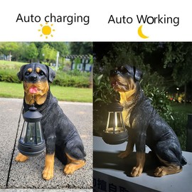 R-LOMU Garden Statues Dog Solar Hanging Light, Courtyard Resin Simulated Handicraft Dog Statue Ornament, Garden Yard Entrance Decoration.