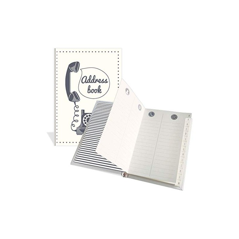 Luxury Pocket Address Book - Vintage Telephone Design- 104 Pages