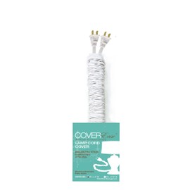 COVEREase White/Snow 9 ft Faux Silk Fabric Lamp Cord Cover - Cable Sleeve, Wire Cover, Cord Hider for Cable Management for Electrical Lighting Fixtures (1 Pack)