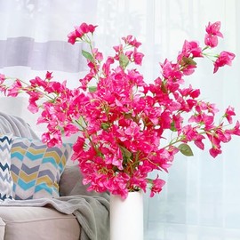 Flores Artificiales de Seda Ramas de Buganvillas Falsas Tallos Florales Artificiales de Buganvillas Ramas de Plantas Largas de 45" para Centros de Mesa de Boda, Camino de Mesa, Decoración del Hogar