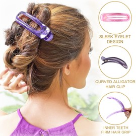 RC ROCHE ORNAMENT 6 piezas de pasadores franceses clásicos de cocodrilo con ojales ovalados para decoración del cabello, agarre firme, accesorio de belleza, pinzas de plástico, tamaño mediano, transparente multicolor