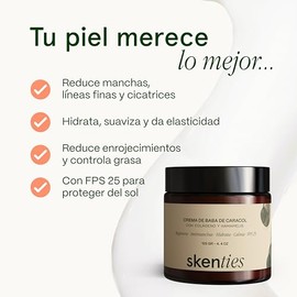 Crema Facial de Baba de Caracol con Colágeno y Hamamelis 125 g – Hidratante Ligera con FPS 25, Control de Brillos y Glow Natural