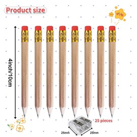 Adhere 25pcs Golf Pencils with eraser Hexagon Wooden Pencils with free sharpener Graphite 2B for Golf Event Scoring,Classroom,Wedding,Company Meetings,Pew, Pocket (Nature)