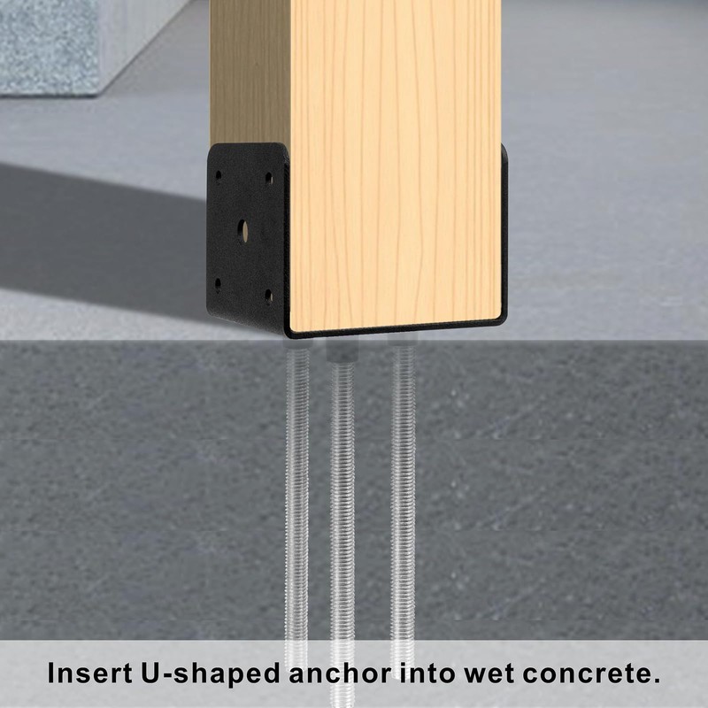 Wpbhk 4Pcs Concrete Post Anchor U Shape Fence Post Holder
