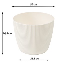 Tymar Flower Pot, Pack of 2, Round Shape, Planter (2 Pack), Cream, Diameter 30 cm