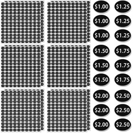 HINZIC 1440pcs Vending Machine Price Labels, 12 Sheets Snack Vending Machine Labels Stickers, Soda Beverage Price Labels Stickers $1.00 $1.25 $1.50 $1.75 $2.00 $2.50 Black for Business Stores, Black