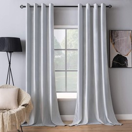 MIULEE 2 Pieces Greyish White Velvet Curtains Exquisite & Elegant Grommet Thermal Soundproof Room Darkening Light Blocking Curtains/Drapes for Living Room Bedroom 52 x 84 Inch