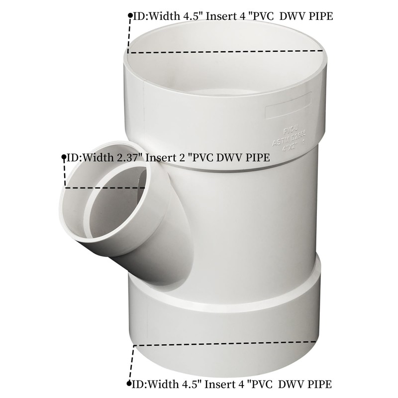 4"X4"X2" PVC 45 Degree Wye DWV Sanitary Reducer Y-TEE Street