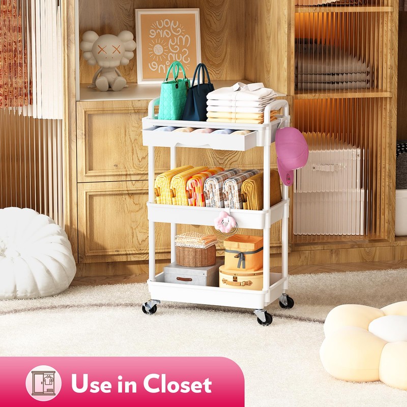 SUNALLY Makeup Cart Organizer with Drawers, Floor Skincare Organizers Vanity