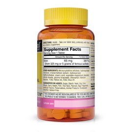 MASON NATURAL MASON NATURAL Iron 65 mg Supports Red Blood Cell Formation, Improves Energy Utilization, Essential Mineral Supplement Tablets, Black, 100 Count, Pack of 3