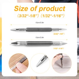 2pcs Dual Head Nail Setters, (1/32-1/16 Inch) (3/32-1/8 Inch) Spring Loaded Center Punch Spring Nail Setter Punch Set Hammerless Nail Set Tool Door Hinge Pin Removal Tool with 5000 PSI Impact Force