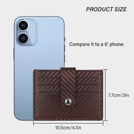 AfitLulu Mens Wallets Carbon Fiber Credit Card Holder Wallet with 6 Card Slots and Snap, Credit Card Wallet Mens Card Wallet Ultra Thin Business Card Holders Wallet for Men (Brown)