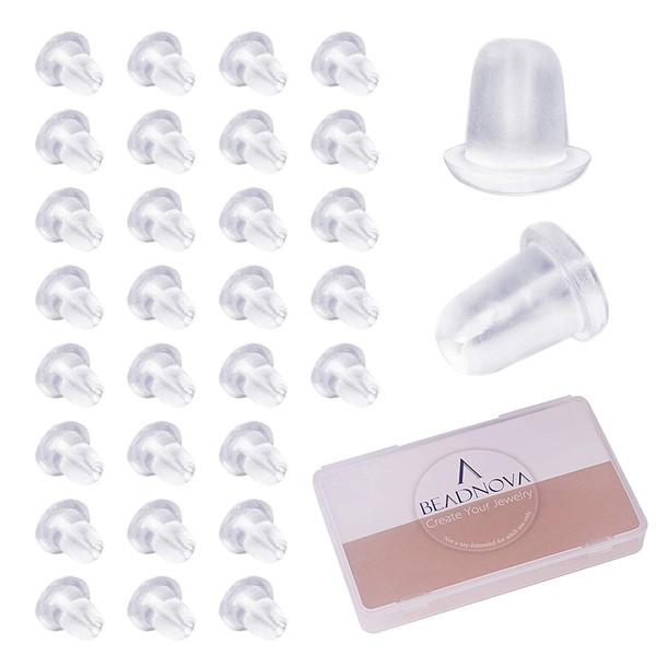BEADNOVA Earring Backs for Studs Rubber Plastic Silicone Earring Backings
