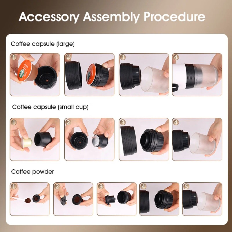 Electric Travel Coffee Maker, Portable Espresso Machine with Heating Function,