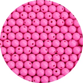 1000 abalorio redondas de acrílico rosa lisa de 6 mm, bolas acrílicas redondas de bolas de chicle, abalorio gruesas, abalorio de resina plástica para hacer collares y pulseras, suministros de manualidades