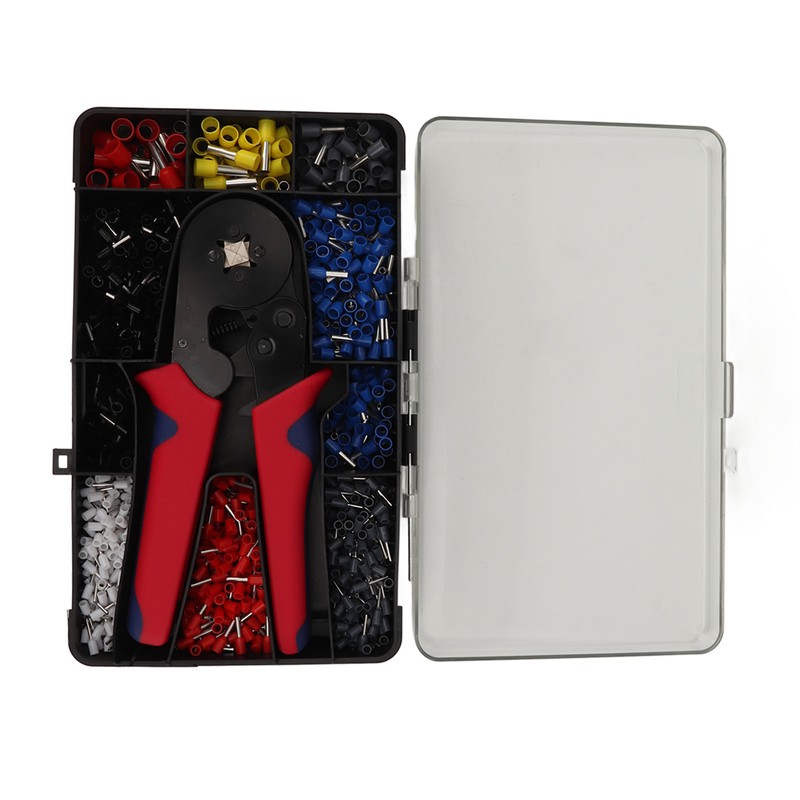 1201Pcs Electrical Wire Terminal Set Cold Pressed with Red Plier