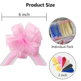sxvblly 6 PCS Large Pull Bows 6 Inch Light Pink Bows for Gift Wrapping Wedding Basket Birthday Party Gift Boxes and Flower Decorations