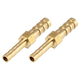 X AUTOHAUX 2 Pcs 6mm-4mm Straight Shaped Hose Barb Brass Hose Fitting Connector