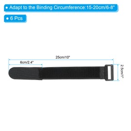 PATIKIL Reusable Cable Ties 10x1inch, 6 Pack Adjustable Hook and Loop Straps Multipurpose Nylon fastening Cord Wrap for Organizer or Storage, Black