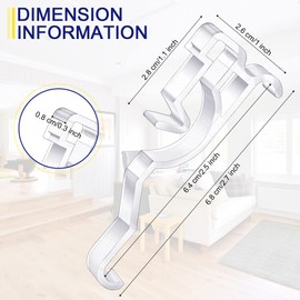 Jetec Valance Clips 2.5 Inch Arc-Shaped Clear Plastic Valance Retainer Clips Hidden Window Blind Holder(30 Pieces)