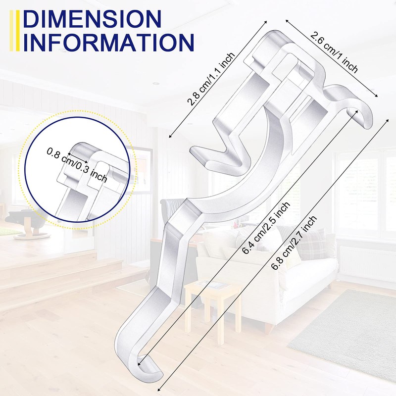 Jetec Valance Clips 2.5 Inch Arc-Shaped Clear Plastic Valance Retainer