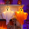 2-Pack Light-Up Hanging Ghost Decorations for Halloween – Warm LED