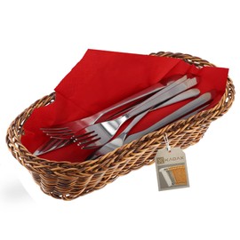 KADAX Braided Basket, Polypropylene Bread Basket, Fruit Basket, Food Basket in 3 Different Colours, Breakfast Wicker Basket, Cutlery Basket, Storage Basket (Brown, Oblong)