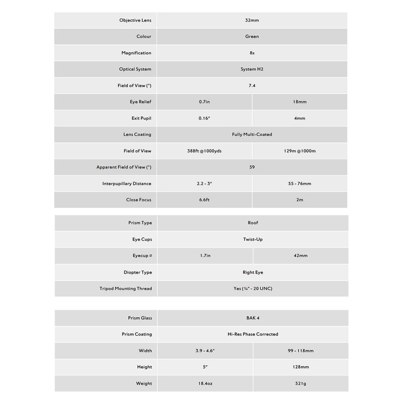 Nature-Trek Binoculars 8x32 Green