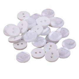 Dorytop Blouse White Pearl Buttons 1/2 inch (12.7mm) - Pack of 24 Small Shirt Buttons, 2 Sewing Holes Cute White Opal Classic Fasteners for Sewing Notions & Supplies