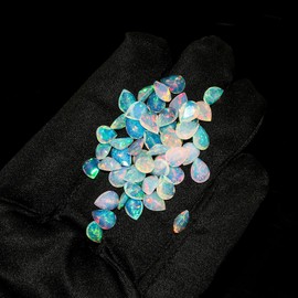 2 Pcs,8X6 MM, AURA GEMS Natural Ethiopian Opal,Briliant Cut, Pear, Shape, Jewelry Making Supply, Chakra Energy Healing Gemstone, Real Crystal, Birthstone, Wholesale deal