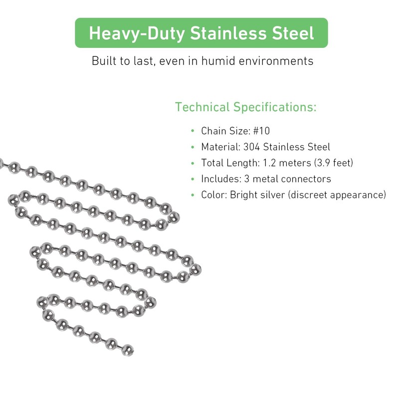 #10 Stainless Steel Bead Chain for Blinds - 1.2M (47inch)