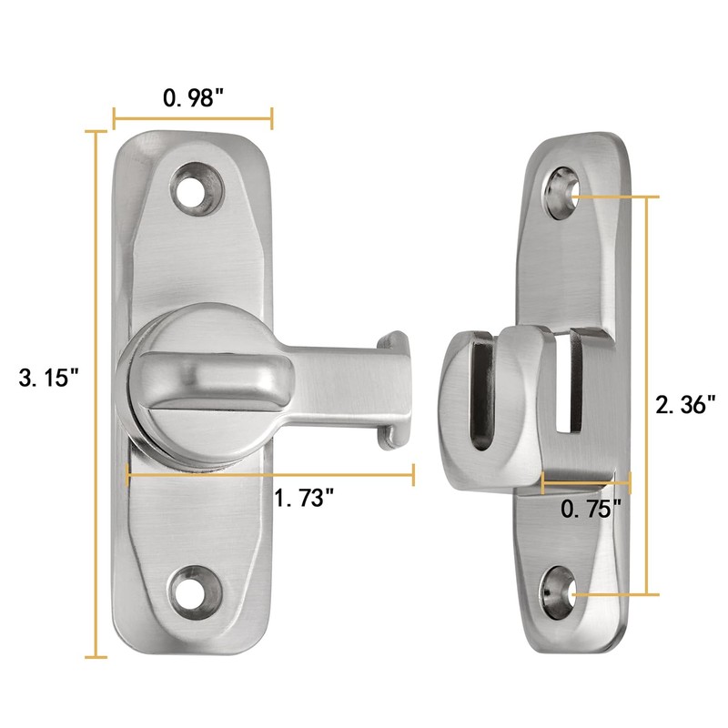 Silver Barn Door Latches,90/180 Degree Gate Lock_B