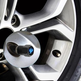 4Pack Anti-Corrosion Tire Valve Stem Caps Metal Black fit for Bronco Mustang Accessories Blue